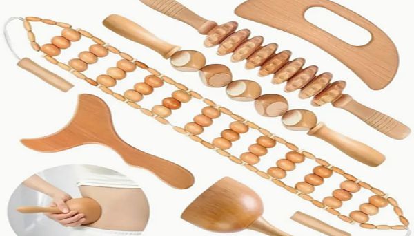 Professional wood therapy tools used for maderoterapia body contouring treatment