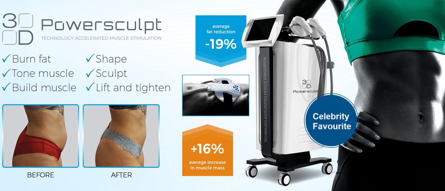 PowerSculpt muscle building treatment at 3D Lipo London - electromagnetic body sculpting technology in Marylebone